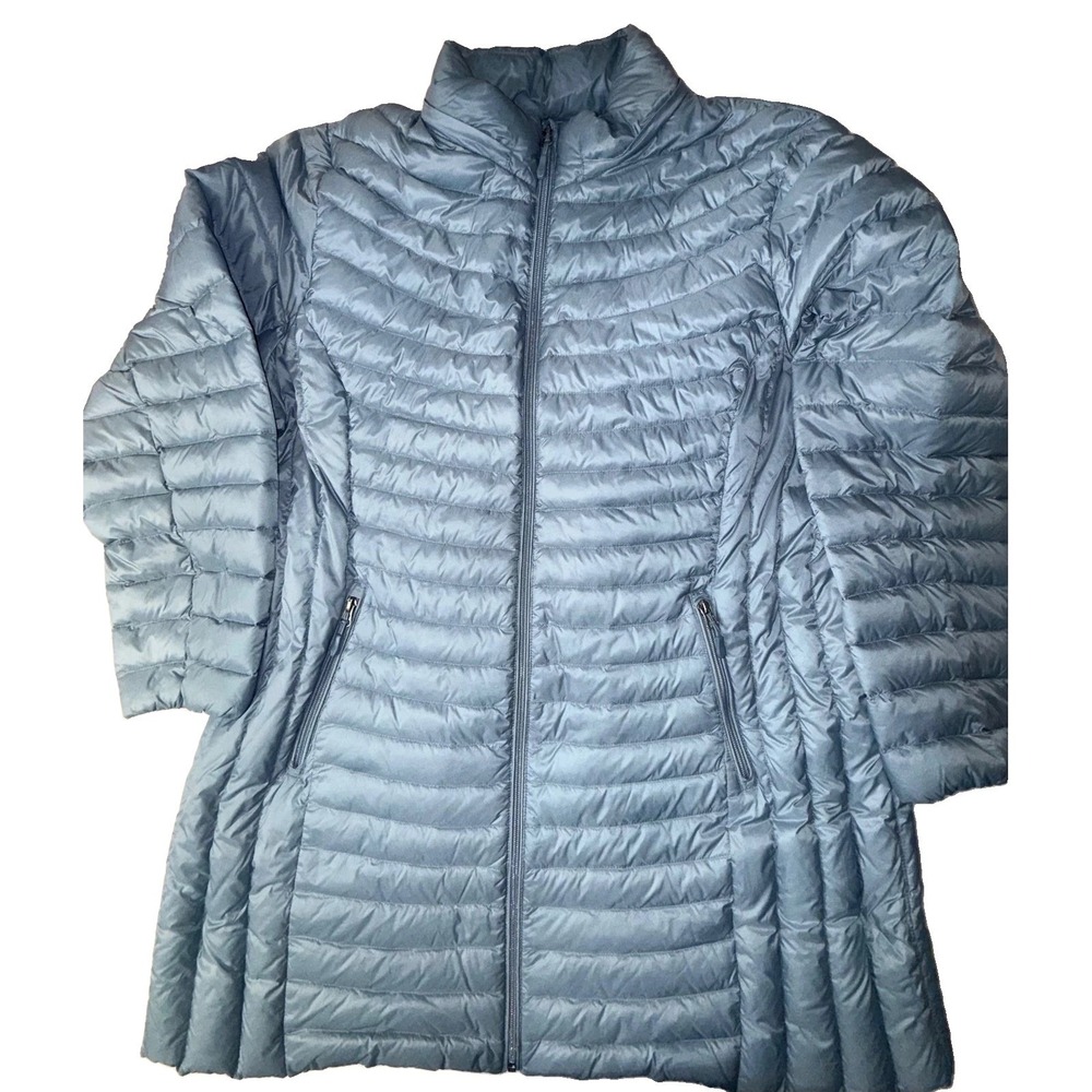 32 Degrees Down Heat Puffer Jacket Women's Size ? Blue  Removable Hood Long